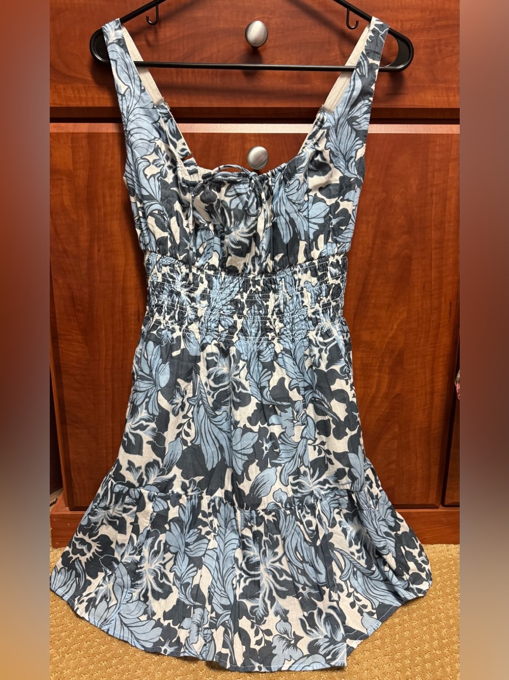 Abercrombie & Fitch Blue and Cream Floral Maxi Dress